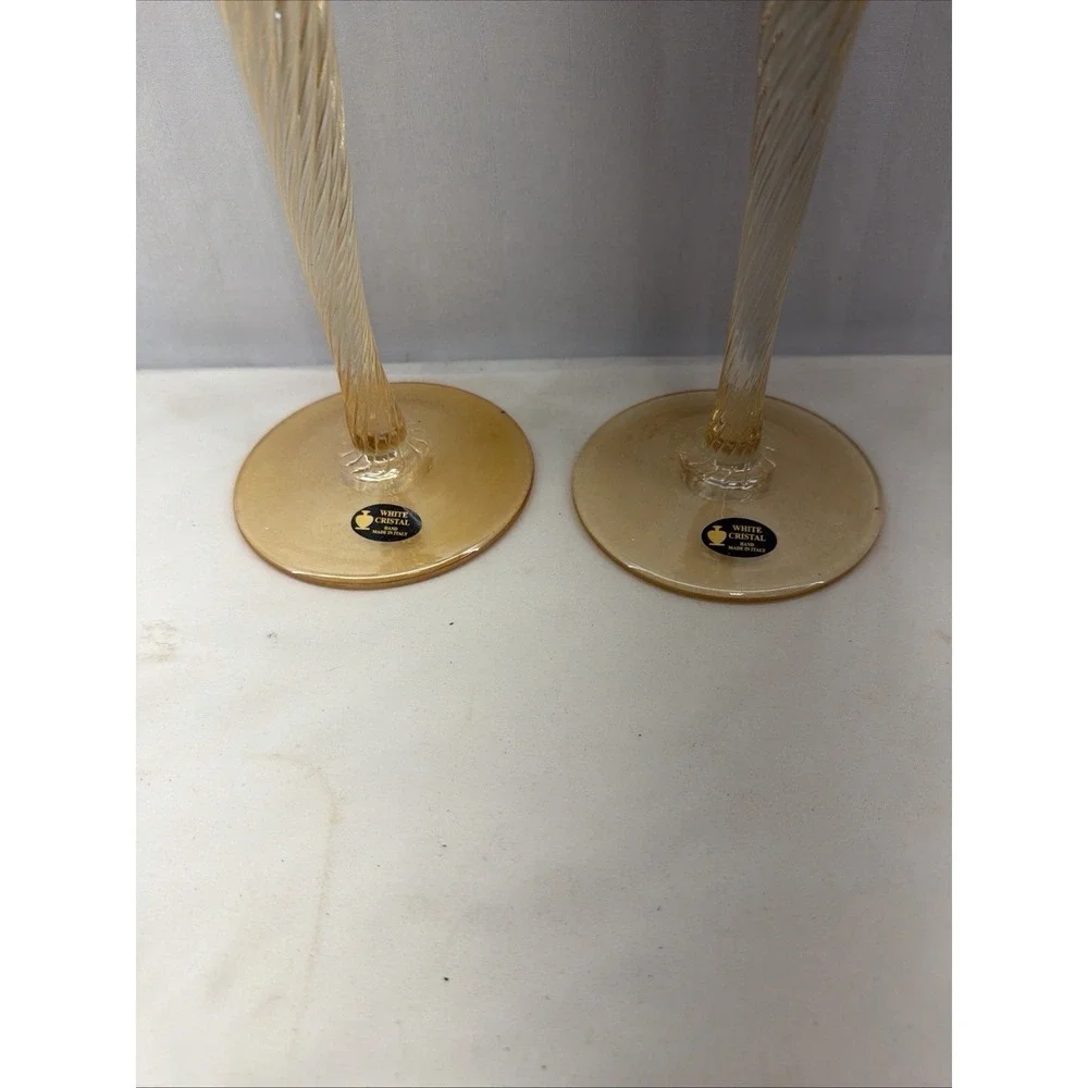 2 Tall Murano (Made In Italy) Candle Holder / Tall Centerpiece‎
